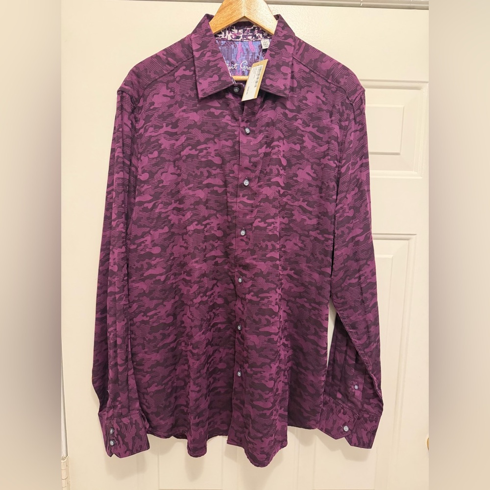 Robert Graham Men's Magenta Camouflage Shirt
